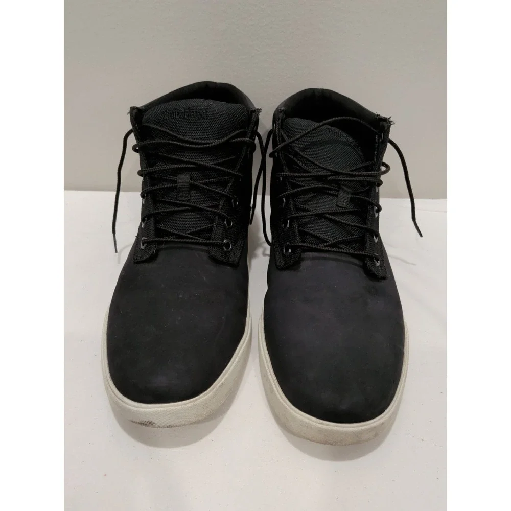 Timberland Groveton Chukka Boots Mens Black Leather Canvas High Top Sz 13/ 9464B